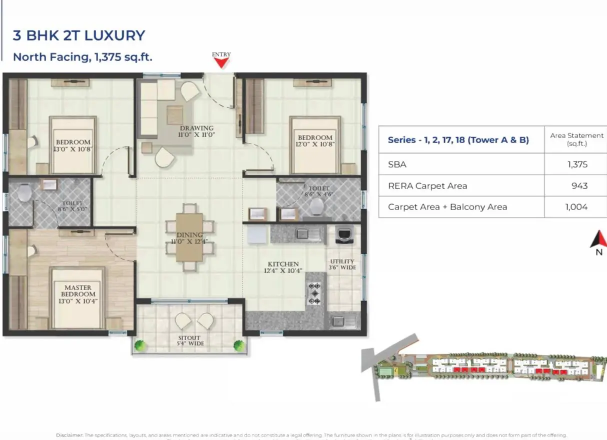 Abhee Serenity Springs 1375 sqft